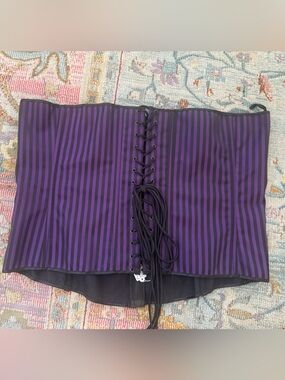 Intimate Attitudes Purple and Black Striped Corset Size 44 2x